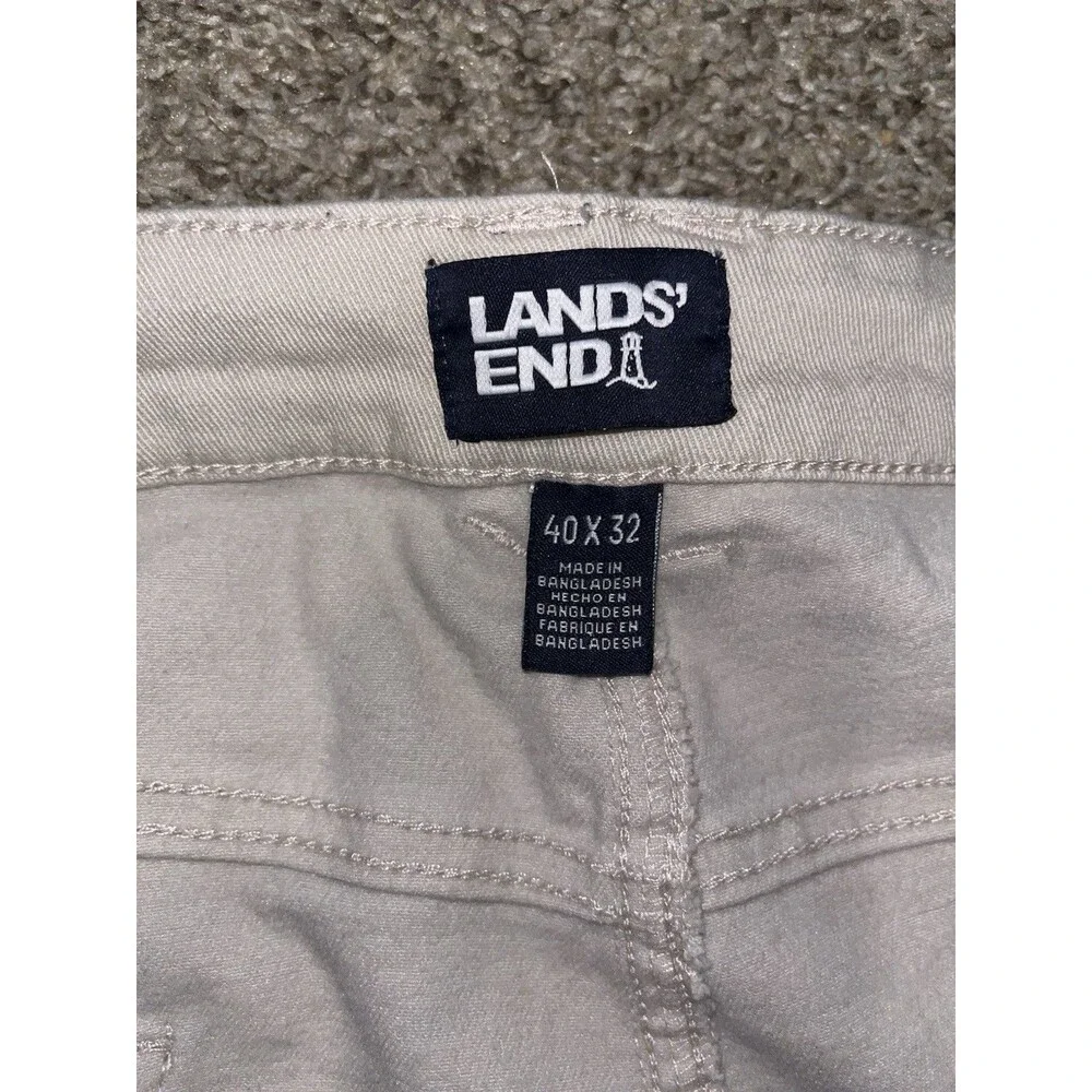 Lands End Khaki Cargo Jeans 40x32